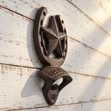 Star Horseshoe Wall Mount Bottle Opener, Cast Iron Bar Tool, 5.9" 58004 shot 4