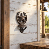 Star Horseshoe Wall Mount Bottle Opener, Cast Iron Bar Tool, 5.9" 58004 shot 5