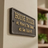 "House Rules" Cast Iron Wall Plaque for Kitchen or Hall, 8.7" 58013 shot 3