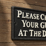 "Please Check Your Guns at the Door" Cast Iron Saloon Sign, 7.6" 58015 shot 2