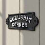 "Bullshit Corner" Cast Iron Wall Plaque, Humorous Bar Decor, 5.6" 58018 shot 2