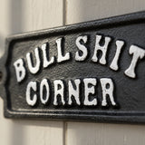 "Bullshit Corner" Cast Iron Wall Plaque, Humorous Bar Decor, 5.6" 58018 shot 3