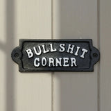 "Bullshit Corner" Cast Iron Wall Plaque, Humorous Bar Decor, 5.6" 58018 shot 1