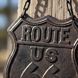 Route 66 Hanging Plaque, Cast Iron Retro Garage Wall Decor, 8.3" 58039 shot 2