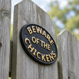 "Beware of the Chickens" Cast Iron Wall Plaque for Coop or Porch, 4.7" 58055 shot 4