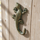 Gecko Wall Hook, Green and Gold Cast Iron for Keys, Towels or Hats, 6.3" 58069 shot 4
