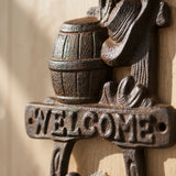 Welcome Barrel Wall Hook, Cast Iron for Coats, Keys or Hats, 7.9" 58076 shot 2