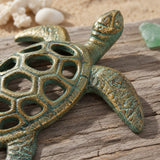 Turtle Figurine, Antique Bronze Cast Iron Coastal Shelf Decor, 5.9" 58104 shot 3