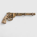 Right-facing tan cast iron revolver wall hook with four hanging hooks