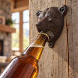 Bear Bottle Opener, Cast Iron Lodge Wall Mount Bar Tool, 3.5" 58125 shot 1