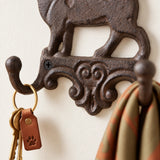 Cat Double Wall Hook, Cast Iron for Coats, Keys or Hats, 6.4" 58216 shot 4
