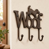 Dog WOOF 3-Hook Rack, Cast Iron for Leashes or Keys, 7.5" 58562 shot 1