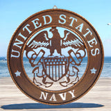 Military Navy seal laser cut cast iron wall art, brown finish, 17.5 inch patriotic decor