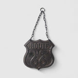 Antique bronze cast iron Route 66 plaque with detailed horse silhouettes and stars