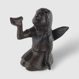 Fairy garden sculpture cast iron dark patina finish displayed in planter