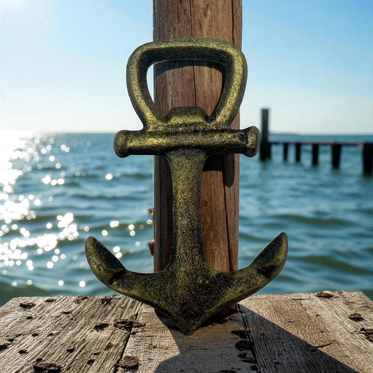Marine Anchor Bottle Opener, Cast Iron Nautical Kitchen Bar Tool