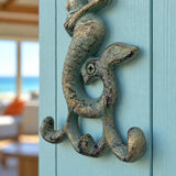 Mermaid Wall Hook, Green Patina Cast Iron for Keys, Towels or Jewelry, 5.7" GB58027 shot 3