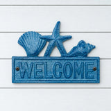 Coastal Welcome Wall Sign, Blue Cast Iron with Seashells, 7.9" GB58028 shot 1