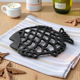 Fish Trivet and Pot Holder, Black Cast Iron for Coastal Kitchen, 7.7" GB58030 shot 1