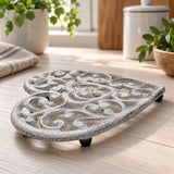 Heart Trivet and Pot Holder, Distressed White Cast Iron, 8.1" GB58031 shot 5