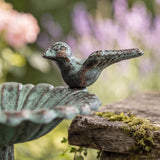 Sunflower Bird Bath and Feeder, Verdigris Cast Iron Pedestal, 6.8" GB78002 shot 2