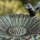 Sunflower Bird Bath and Feeder, Verdigris Cast Iron Pedestal, 6.8" GB78002 shot 3