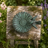 Sunflower Bird Bath and Feeder, Verdigris Cast Iron Pedestal, 6.8" GB78002 shot 4