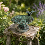 Sunflower Bird Bath and Feeder, Verdigris Cast Iron Pedestal, 6.8" GB78002 shot 1