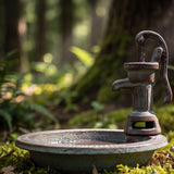 Water Pump Bird Bath, Rustic Cast Iron Garden and Patio Decor, 8" GB78012 shot 8