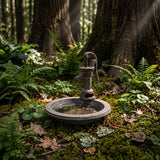 Water Pump Bird Bath, Rustic Cast Iron Garden and Patio Decor, 8" GB78012 shot 1