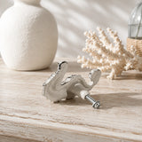 Back view of distressed white seahorse cabinet knob with mounting screw