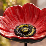 Poppy Bird Feeder and Bath, Red Cast Iron Garden Stake Outdoor Decor, 30" GB78022 shot 3