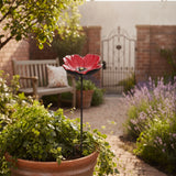 Poppy Bird Feeder and Bath, Red Cast Iron Garden Stake Outdoor Decor, 30" GB78022 shot 1