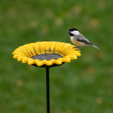 Sunflower Bird Feeder and Bath, Yellow Cast Iron Garden Stake, 30" GB78023 shot 2