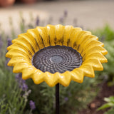 Sunflower Bird Feeder and Bath, Yellow Cast Iron Garden Stake, 30" GB78023 shot 3