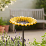 Sunflower Bird Feeder and Bath, Yellow Cast Iron Garden Stake, 30" GB78023 shot 4