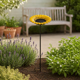 Sunflower Bird Feeder and Bath, Yellow Cast Iron Garden Stake, 30" GB78023 shot 1