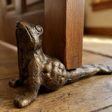 Yoga Frog Door Stop, Antique Gold Cast Iron Shelf Decor, 6.3" GB78050 shot 4
