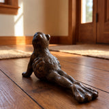 Yoga Frog Door Stop, Antique Gold Cast Iron Shelf Decor, 6.3" GB78050 shot 5