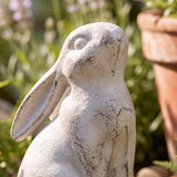 Rabbit Figurine, Antique White Cast Iron, Shelf Decor, 5.3" GB78054 shot 2