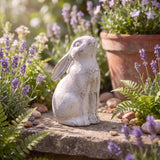 Rabbit Figurine, Antique White Cast Iron, Shelf Decor, 5.3" GB78054 shot 1