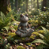 Yoga Frog Garden Figurine, Antique Green Cast Iron Decor, 5.7" GB78059 shot 1