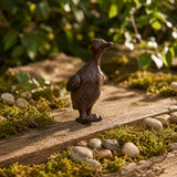 Side view of textured cast iron duck figurine with warm bronze-brown finish, SKU GB78061