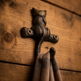 Compact cast iron cat hook for entryways, mudrooms, or pet stations, SKU GB78065