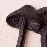 Close-up of textured black-brown cast iron mushroom cap and screw mount detail, SKU GB78067