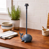 Blue cast iron whale paper towel holder kitchen stand, product view 7