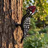 Painted cast iron woodpecker tree wall plaque for garden or patio, product view 1
