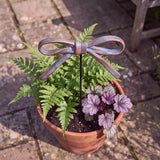 Bow Plant Pick, Blue Cast Iron, Garden Decor, 14.2" GB78084 shot 3