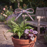 Bow Plant Pick, Blue Cast Iron, Garden Decor, 14.2" GB78084 shot 1
