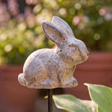 Bunny Plant Pick, Antique White Cast Iron, Garden Decor, 14.2" GB78085 shot 1